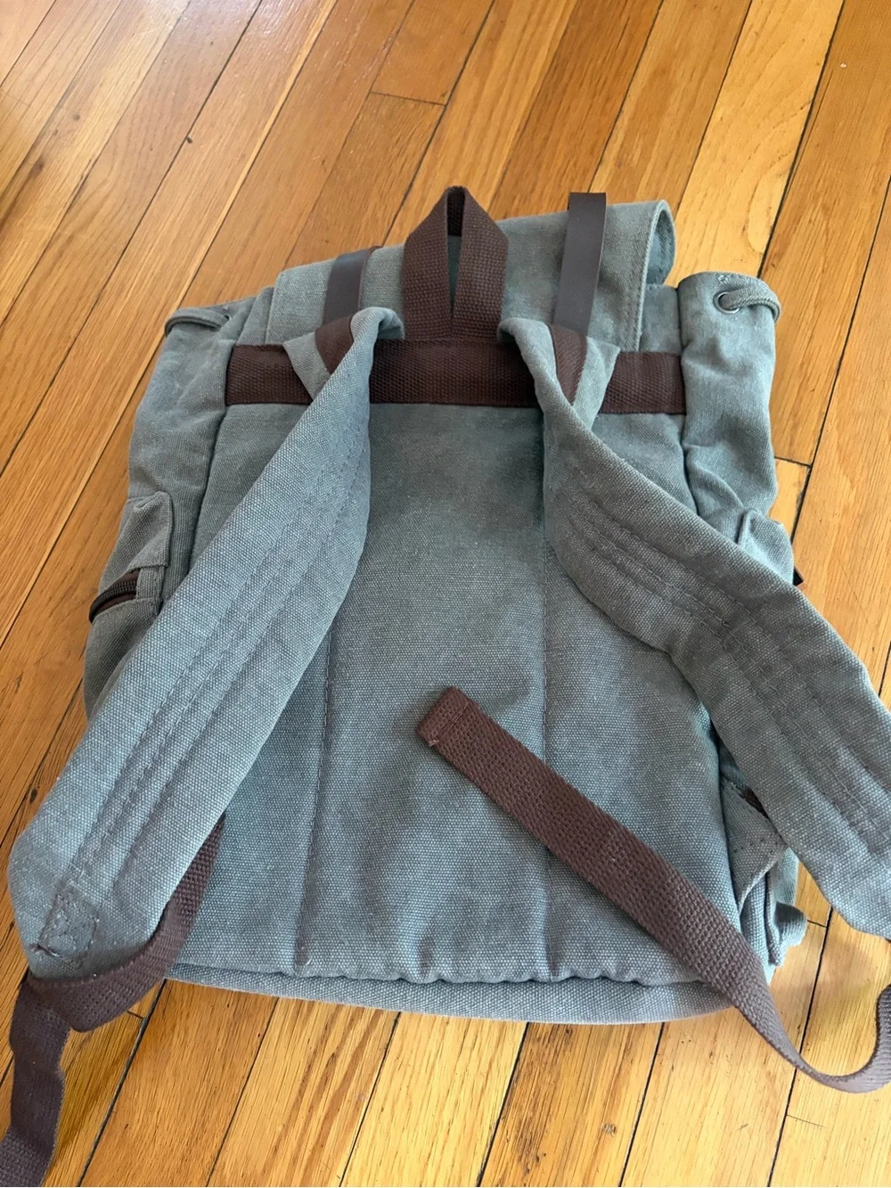 Greg Norman Refined Traveler Canvas Backpack Brown Leather Straps.  Classic Golf